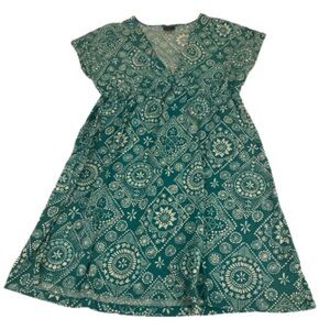 Faded Glory Women’s Small Turquoise and White V-Neck Dress